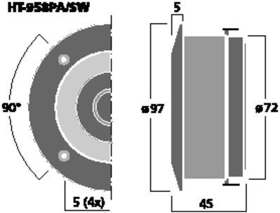 IMG STAGE LINE HT-958PA/SW TWEETER ANULARE TROMBA 60WATT MAX 8 OHM SPL 101DB