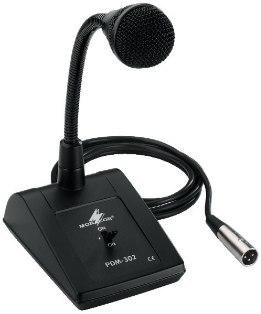 IGTEK - MONACOR PDM-302 MICROFONO PA DA TAVOLO CON COLLO DI CIGNO CON CAVO XLR 5 METRI